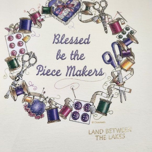 VTG Single Stitch Anvil USA Size 2X Light Yellow Sewing Graphic Shirt - Picture 2 of 11